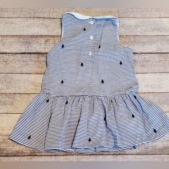 Janie and Jack Palermo Shore Embroidered Sailboat Stripe Dress Girl Size 12-18M - Picture 2 of 6